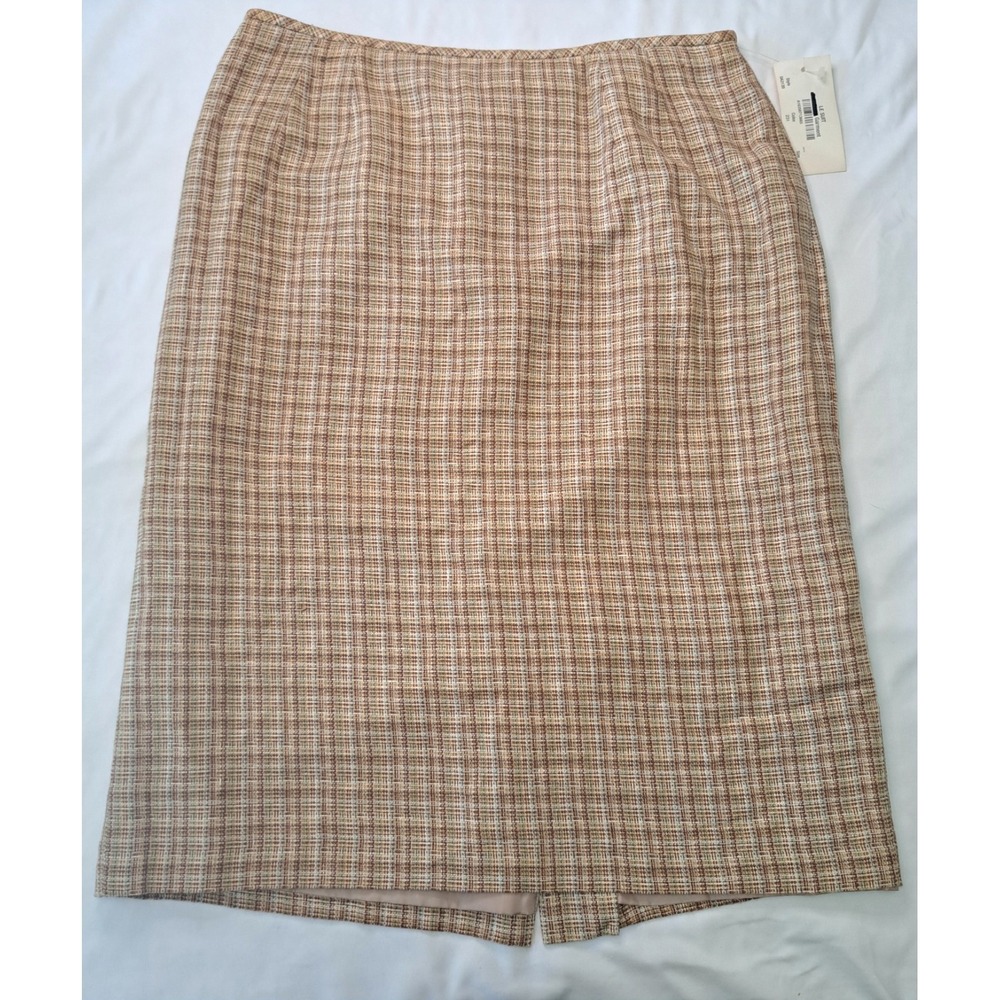 Le Suit Vtg NWT Tweed‎ Plaid Midi Pencil Skirt Sz 12 Academia Professional Retro